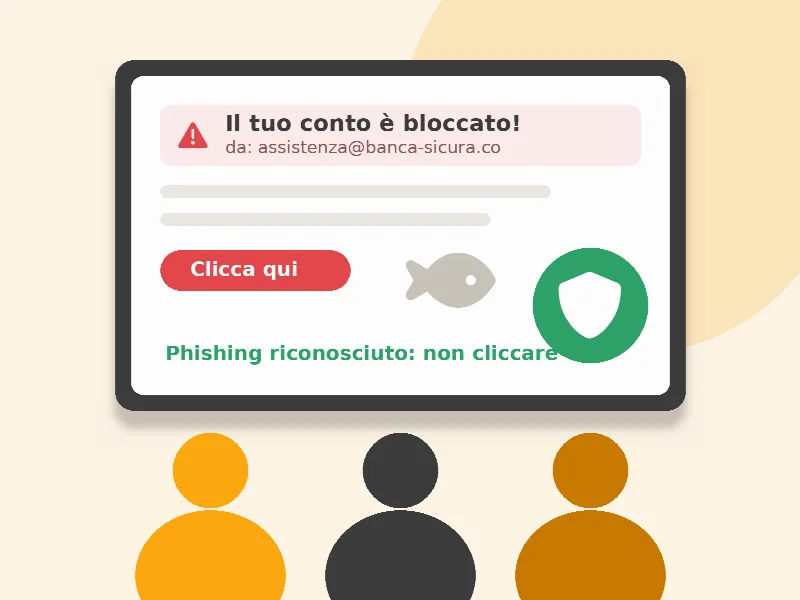 Illustrazione di un gruppo di persone davanti a uno schermo durante un corso