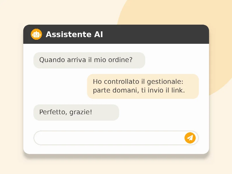 Esempio di assistente AI che risponde a un cliente sullo stato di un ordine